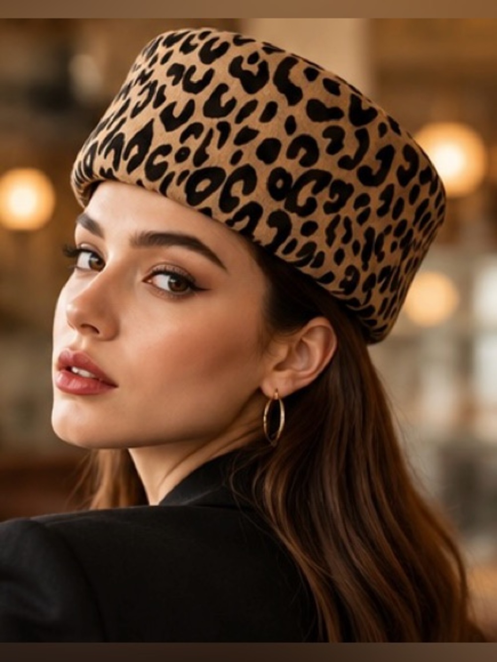 Leopard Print Pillbox Hat Women’s Retro Statement Animal Print Fashion Hat